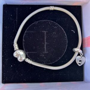 Pandora Silver Bracelet with Gold Turtle and Heart Charms